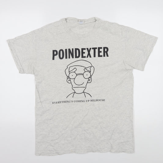 Front view of The Simpons Men's Grey Funny Cartoon T-Shirt, size M