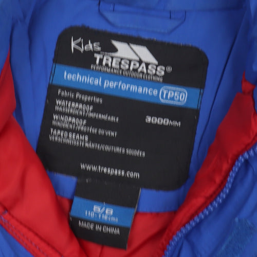 Trespass Boys' Blue Puffer Jacket Size 7 Waterproof Winter Wear