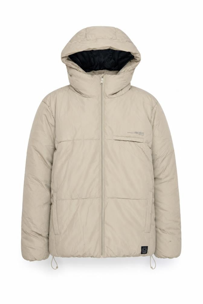 Front view of Pull&Bear Men's Beige Puffer Jacket Medium S