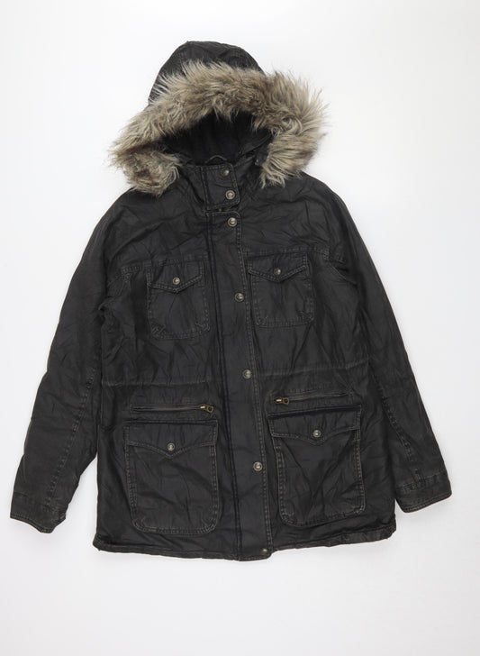 Fat Face Women's Black Parka Coat Size 12