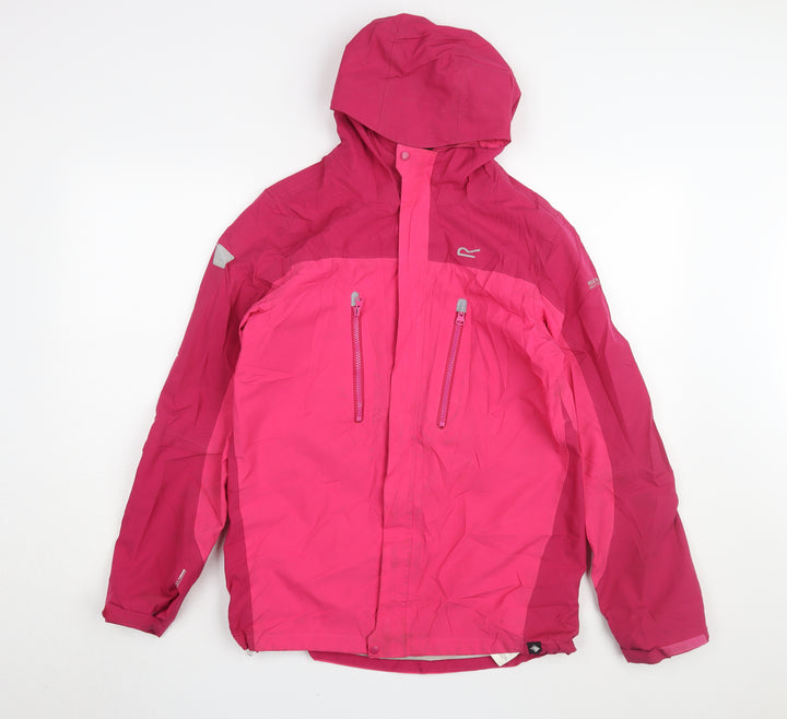 Regatta Pink Girls Rain Coat 14 Years - Hooded Outdoor Jacket