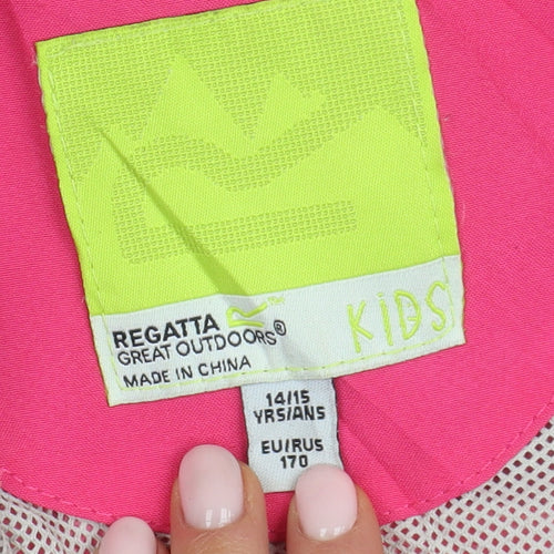 Regatta Pink Girls Rain Coat 14 Years - Hooded Outdoor Jacket