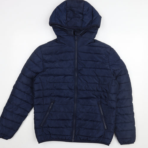 Jack & Jones Men's Blue Hooded Puffer Jacket M