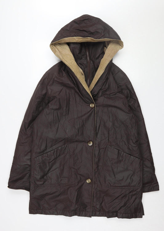 Loft Brown Hooded Rain Coat Women Size 10