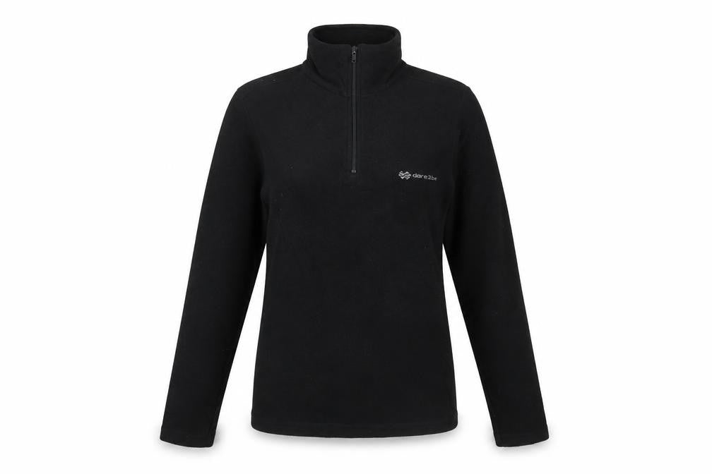 Front view of Dare 2b Women's Black Fleece Henley Sweatshirt -, size 8