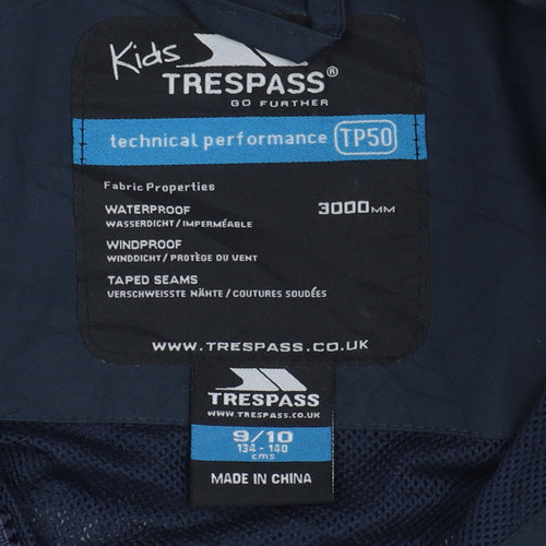 Trespass Boys Blue Waterproof Rain Coat 9-10 Years