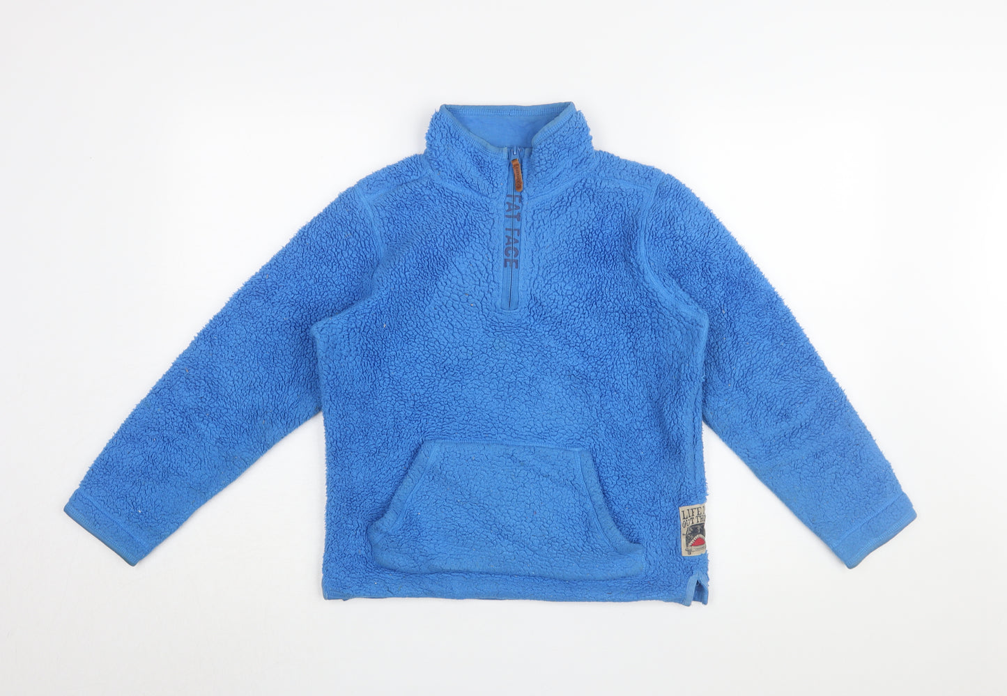 FatFace Boys Blue Fleece 1/2 Zip Graphic Sweatshirt 10-11 Years