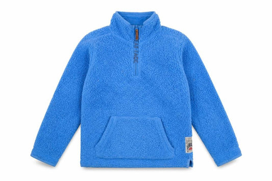 FatFace Boys Blue Fleece 1/2 Zip Graphic Sweatshirt 10-11 Years