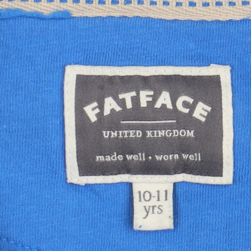FatFace Boys Blue Fleece 1/2 Zip Graphic Sweatshirt 10-11 Years