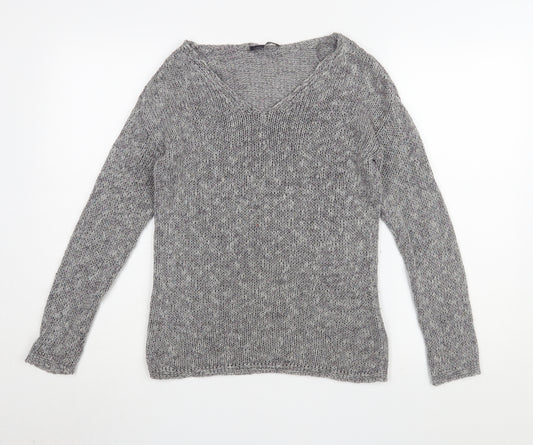 Marks and Spencer Women's Grey V-Neck Pullover Jumper