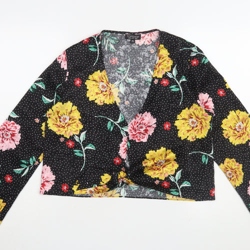 Topshop Women’s Multicoloured Floral Cropped Blouse Size 10