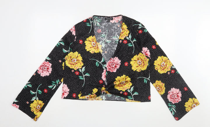 Topshop Women’s Multicoloured Floral Cropped Blouse Size 10