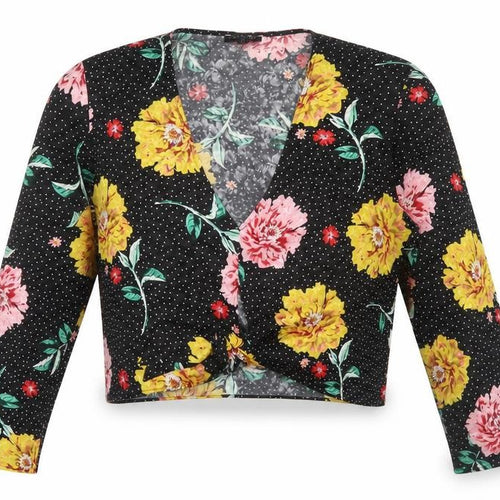 Topshop Women’s Multicoloured Floral Cropped Blouse Size 10