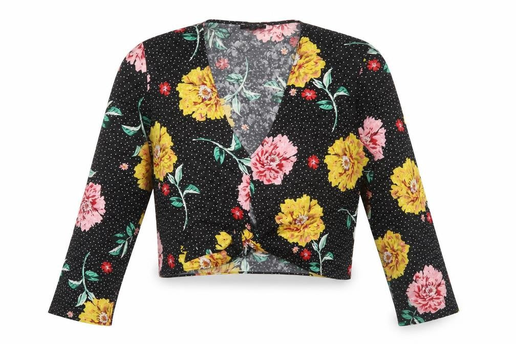 Topshop Women’s Multicoloured Floral Cropped Blouse Size 10