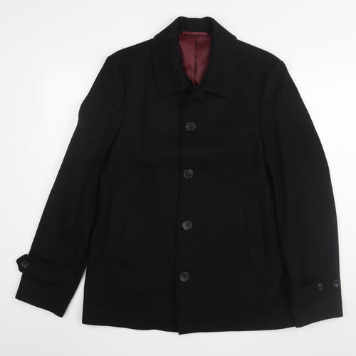 Next Men's Black Wool Pea Coat Size S for Autumn/Winter