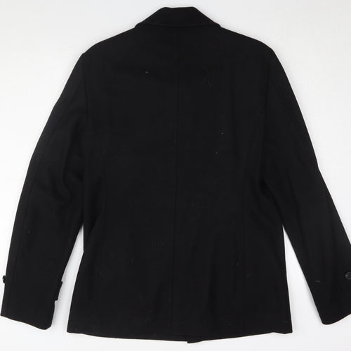 Next Men's Black Wool Pea Coat Size S for Autumn/Winter