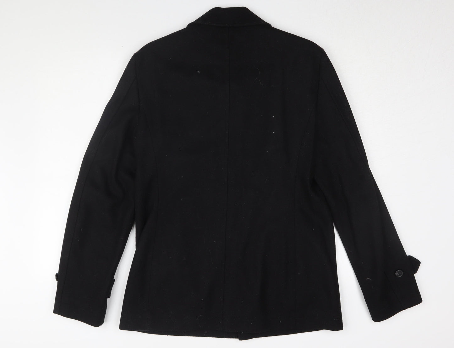 Next Men's Black Wool Pea Coat Size S for Autumn/Winter