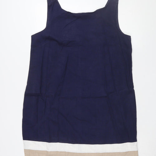 Next Women's Blue Beige Sleeveless Shift Dress Size 16 SP
