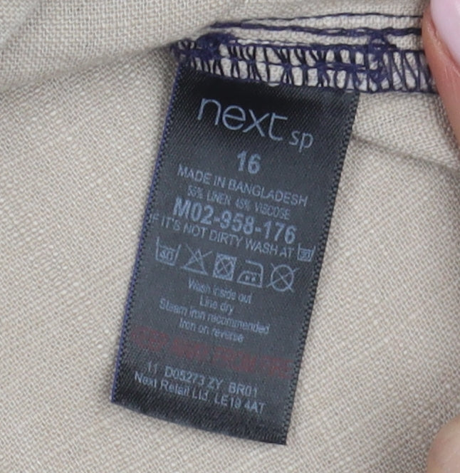 Next Women's Blue Beige Sleeveless Shift Dress Size 16 SP