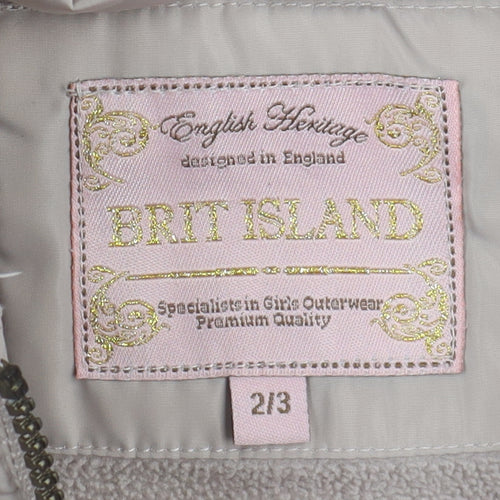 Brit Island Girls Beige Puffer Jacket Size 2-3 with Fur Trim
