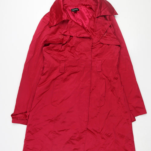 bebe Women's Red Trench Coat Long Button L