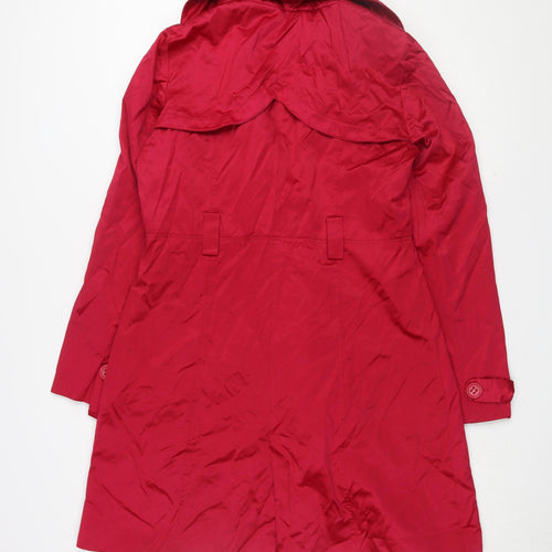 bebe Women's Red Trench Coat Long Button L