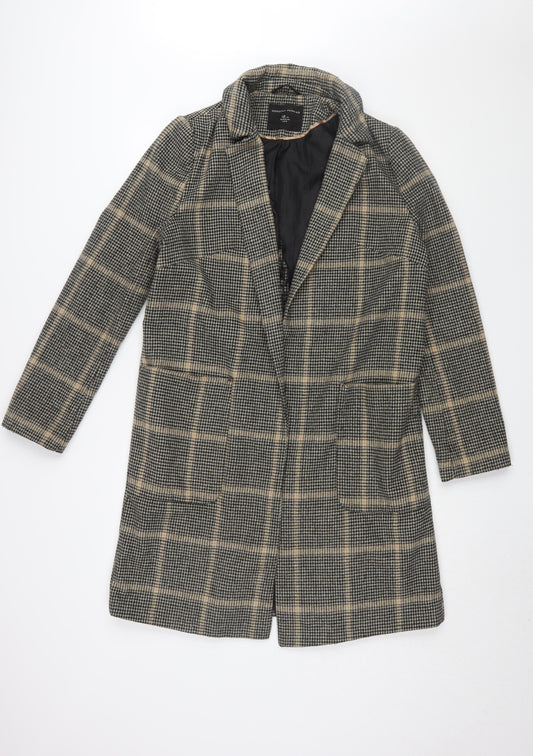 Dorothy Perkins Women's Grey Check Long Overcoat Size 12