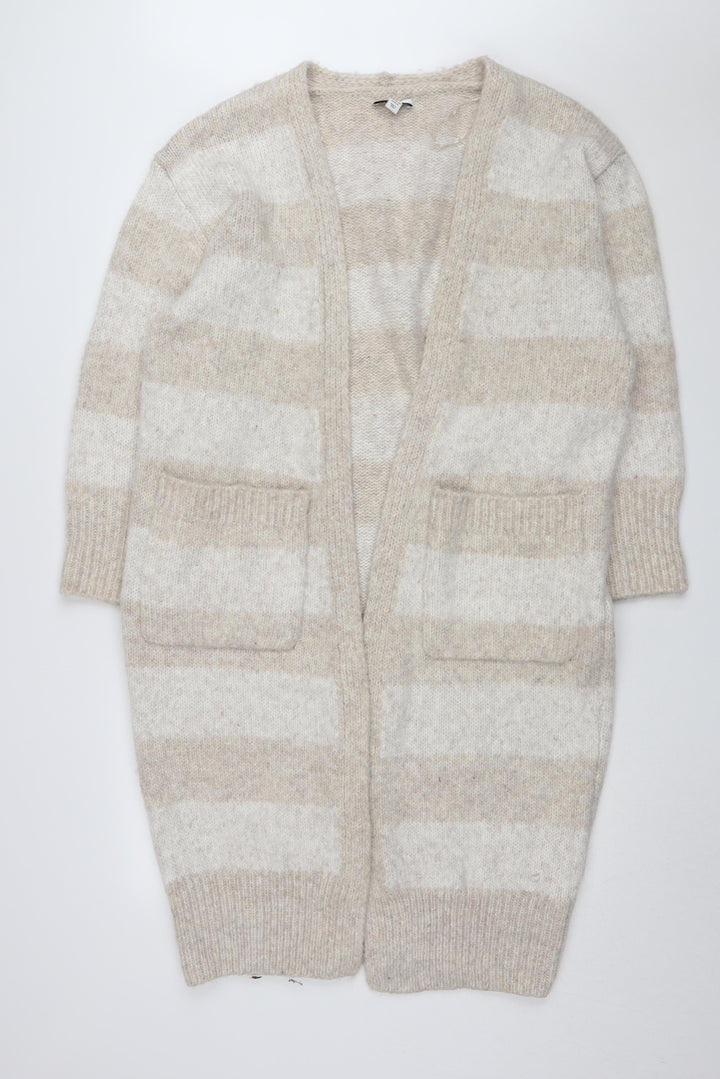 Topshop Women's Beige Striped Cardigan Medium