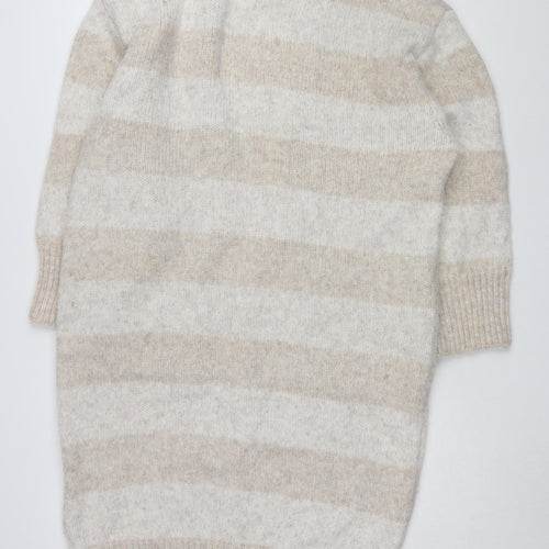 Topshop Women's Beige Striped Cardigan Medium