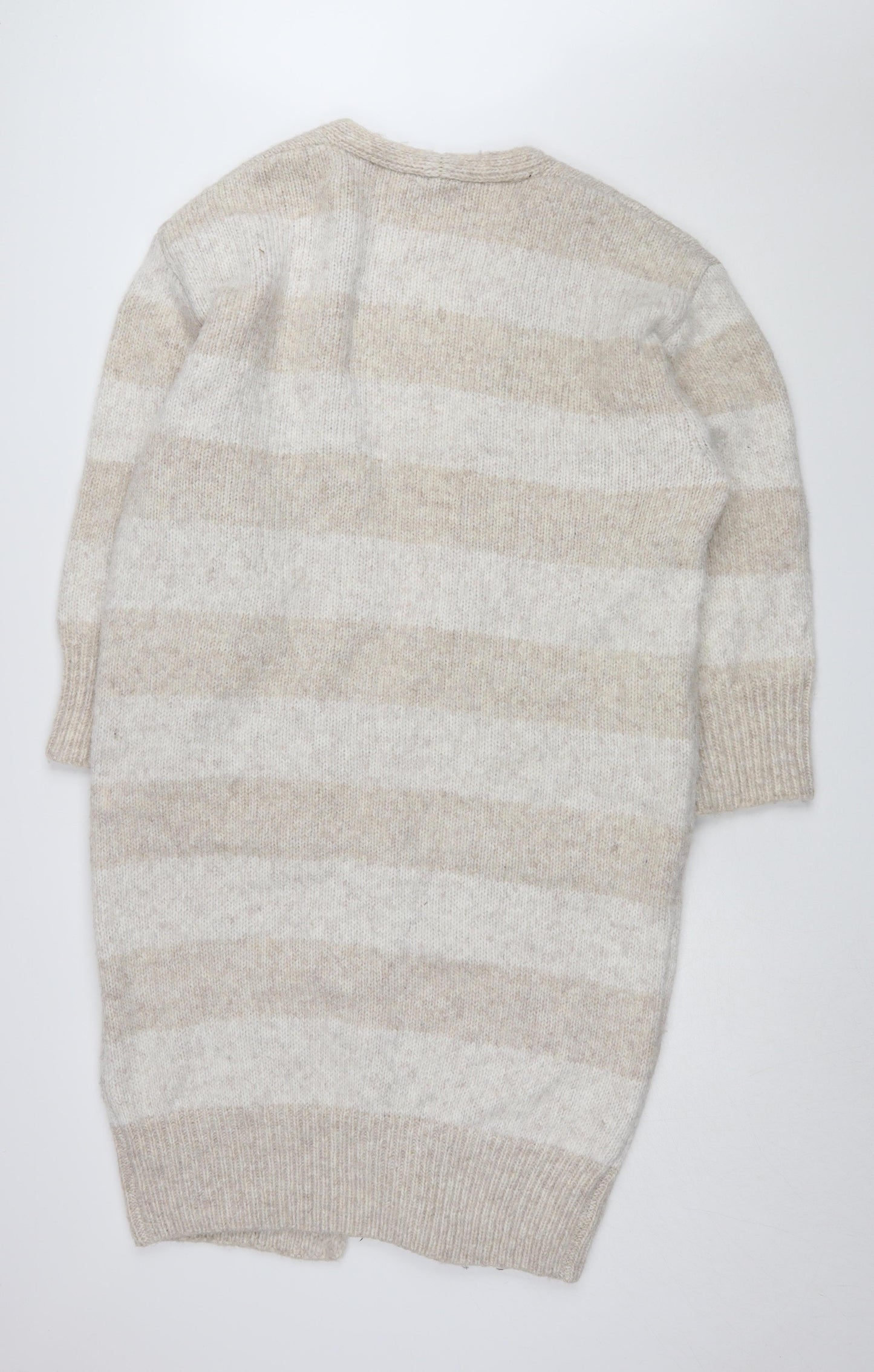 Topshop Women's Beige Striped Cardigan Medium