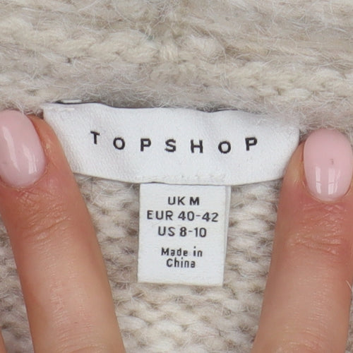 Topshop Women's Beige Striped Cardigan Medium