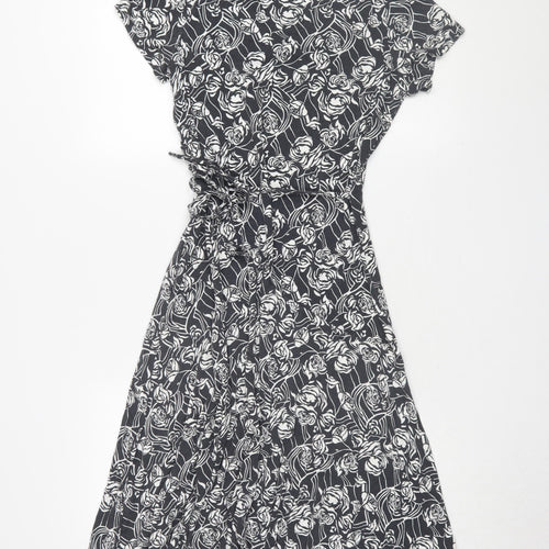 Marks and Spencer Women’s Black Floral Fit & Flare Dress Size 14