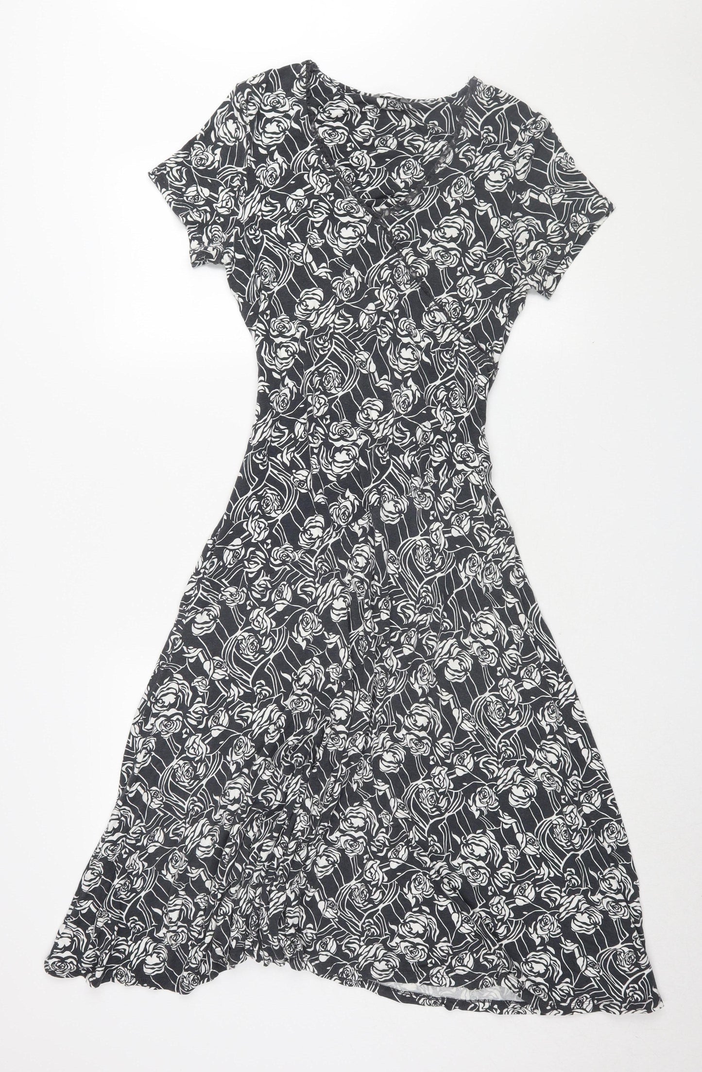 Marks and Spencer Women’s Black Floral Fit & Flare Dress Size 14