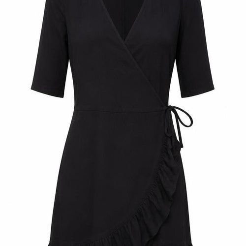 ASOS Women's Black Wrap Dress, Size 6, 3/4 Sleeve