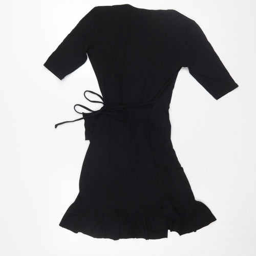 ASOS Women's Black Wrap Dress, Size 6, 3/4 Sleeve