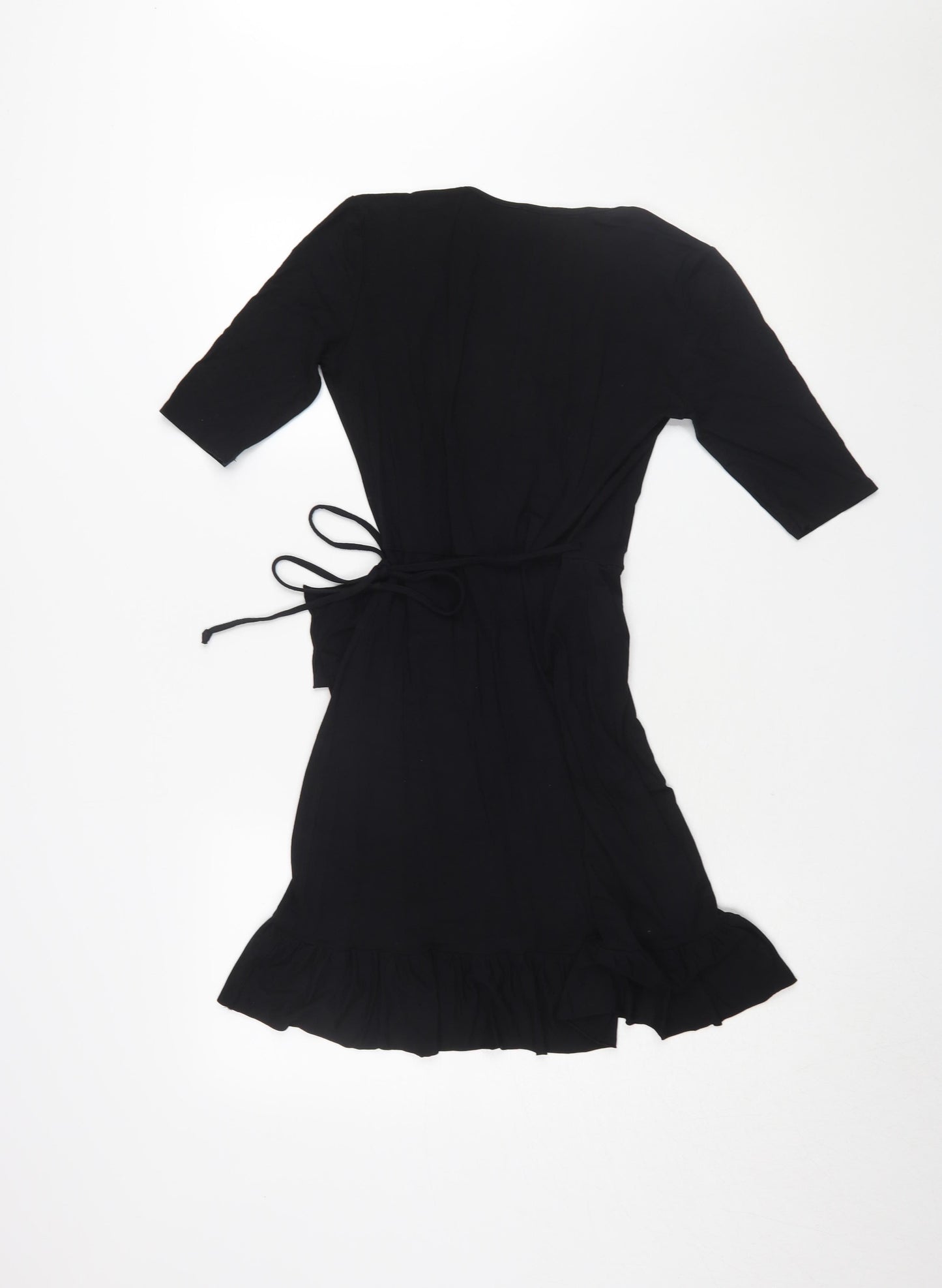 ASOS Women's Black Wrap Dress, Size 6, 3/4 Sleeve