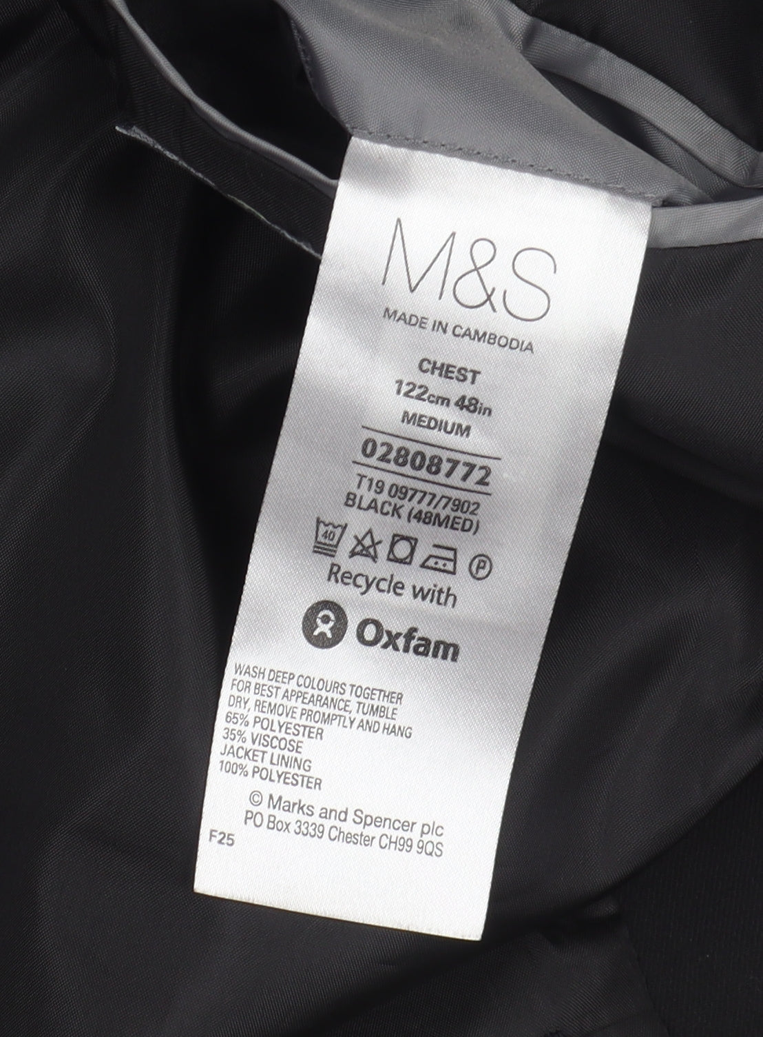 Marks and Spencer Men's Black Blazer, 48R Regular Fit