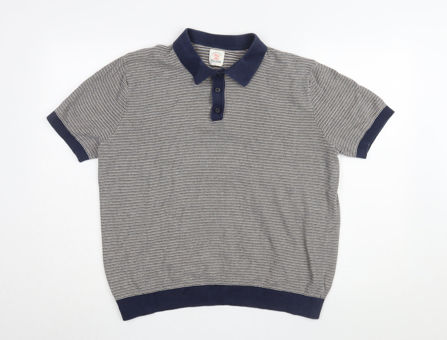 Next Men's Blue Striped Polo Shirt Large