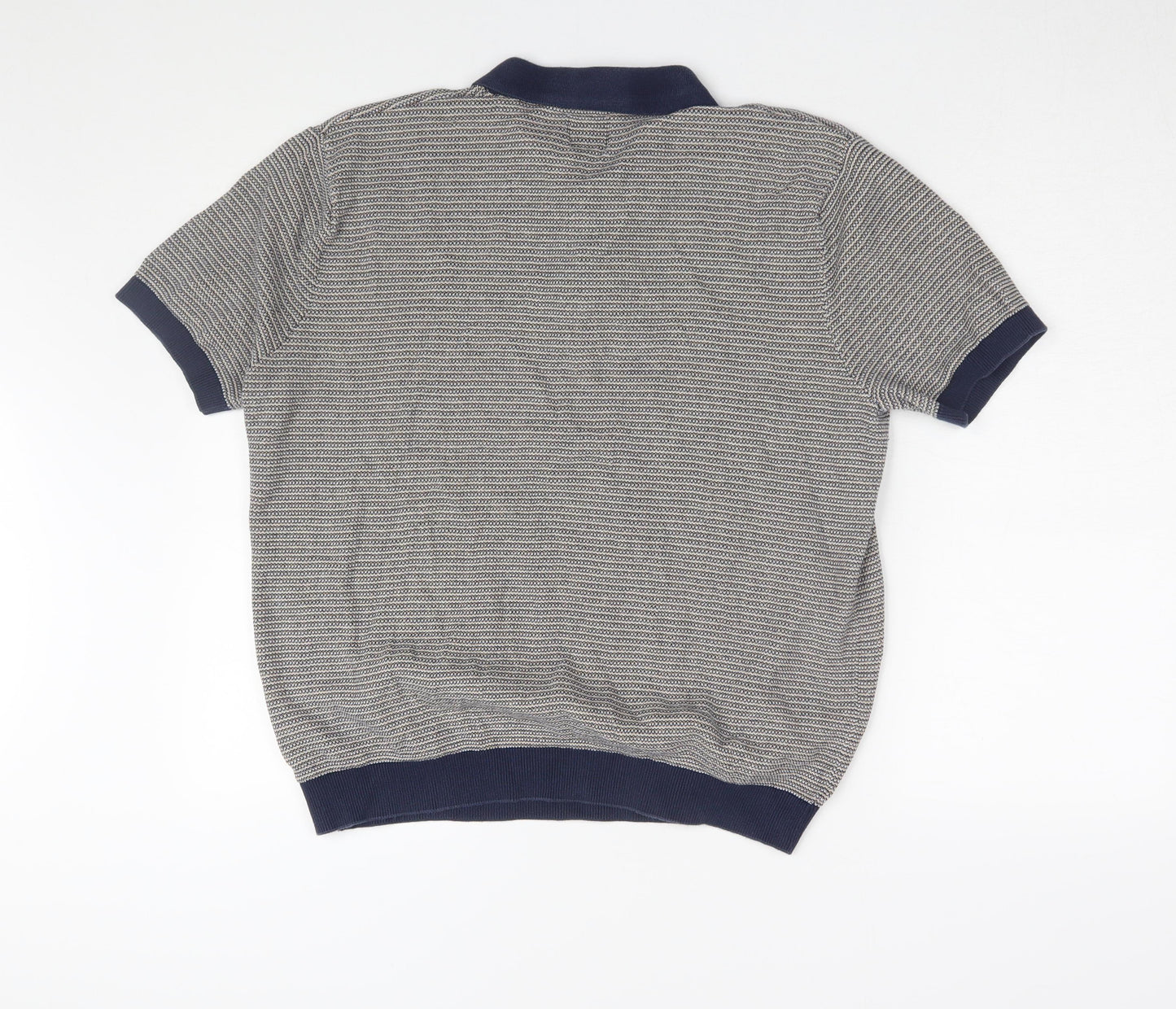 Next Men's Blue Striped Polo Shirt Large