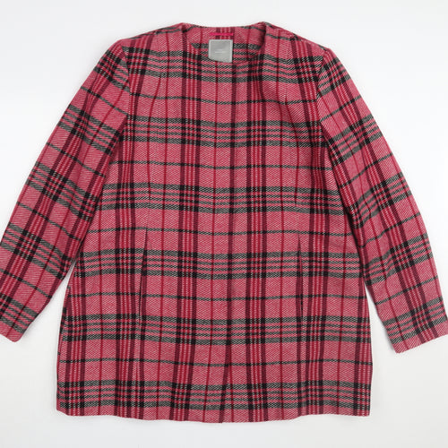 Next Women's Pink Plaid Long Coat Size 20