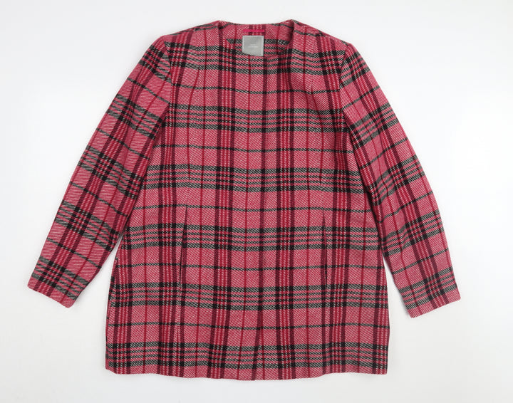 Next Women's Pink Plaid Long Coat Size 20