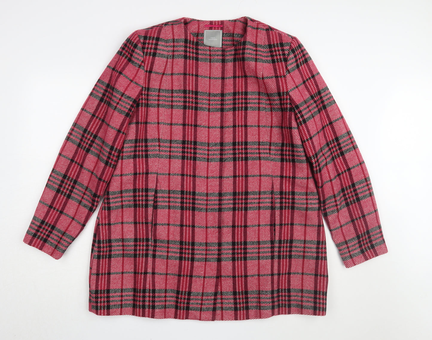 Next Women's Pink Plaid Long Coat Size 20