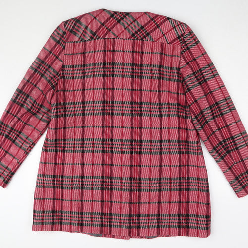 Next Women's Pink Plaid Long Coat Size 20