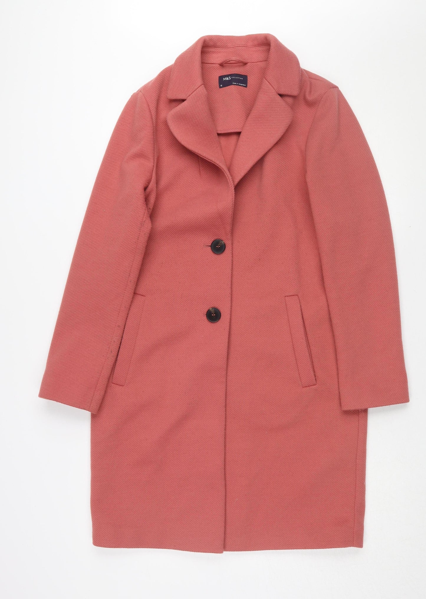 Marks and Spencer Women's Red Mid-Length Coat - Size 10