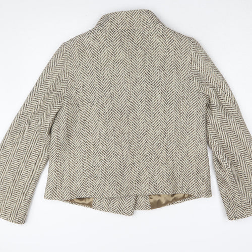 Per Una Women's Beige Herringbone Tweed Overcoat, Size 14