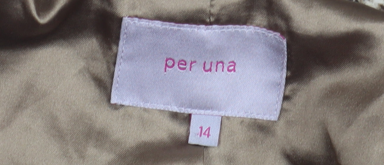 Per Una Women's Beige Herringbone Tweed Overcoat, Size 14