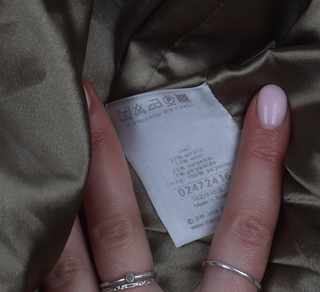 Per Una Women's Beige Herringbone Tweed Overcoat, Size 14