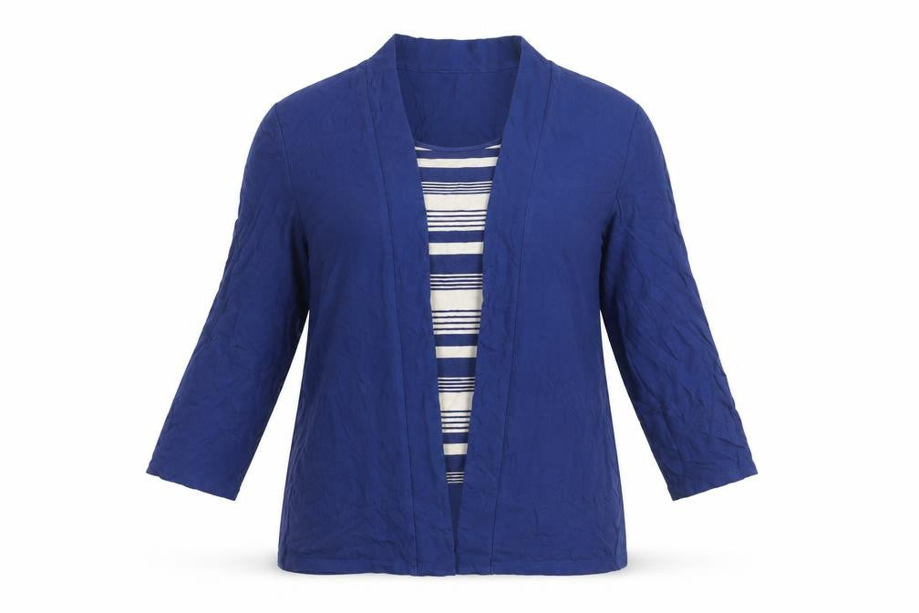 Front view of Eastex Women's Blue Kimono Blouse, size 12