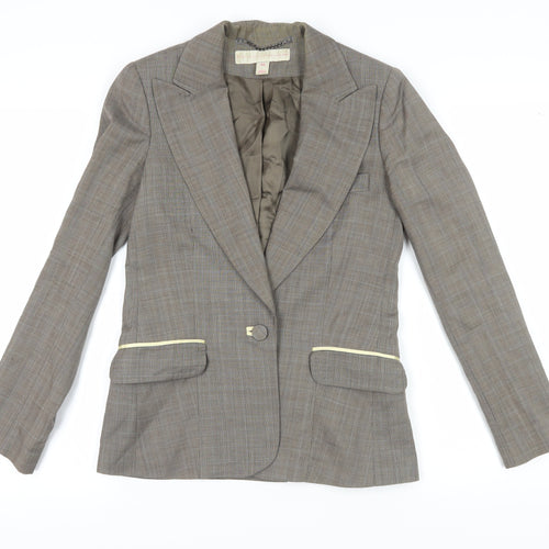 H&M Women's Brown Plaid Tailored Suit Jacket, Size 8