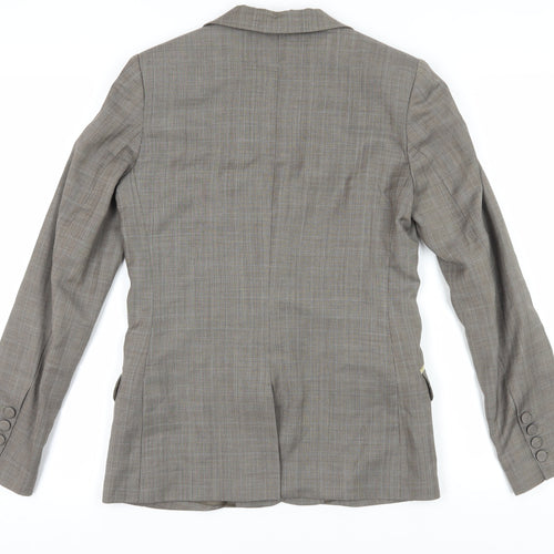 H&M Women's Brown Plaid Tailored Suit Jacket, Size 8